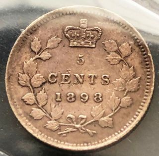 1898 Canada Silver 5 Cents Coin ICCS Graded EF - 40 Trends at $150 3