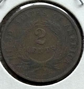 1864,  Two Cent Piece,  Large Motto,  (prompt)