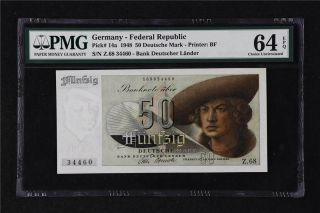 1948 Germany Federal Republic 50 Deutsche Mark Pick 14a Pmg 64 Epq Choice Unc