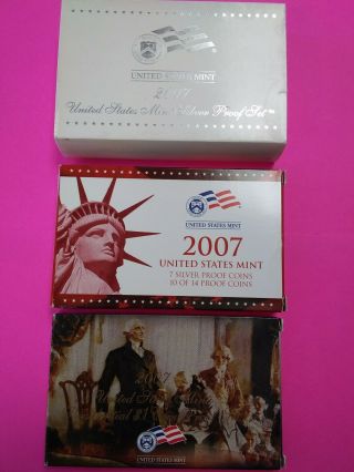 2007 United States Silver Proof Set 14 Coins - W/ Box &