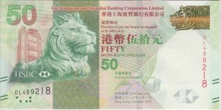Hong Kong Banknote P213c 50 Dollars 2013 Hsbc,  Unc
