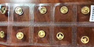 2007 1/20 Oz China Gold Panda (10) Coins In Orig Package Total 1/2oz Pure 999 Ac