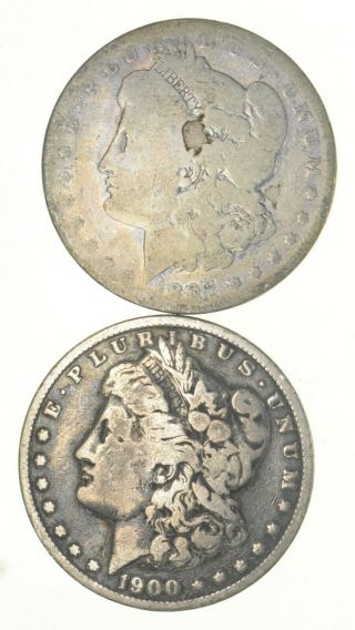 (2) Bullion Grade Morgan Silver Dollars 1897 - O & 1900 90 Silver $1 Coins 830