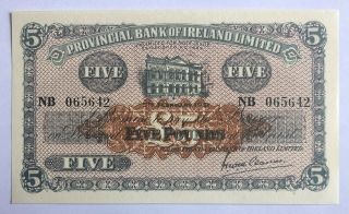 Ireland - Northern - 5 Pounds - 1951 - Provincial Bank Of Ireland Limited,  Scare Type,  Unc