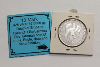 Germany Federal 10 Mark Silver 1990 Barbarossa B18 K1781