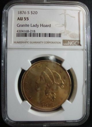 Better Date 1876 - S $20 Gold Liberty Head Double Eagle - Glowing Ngc Au - 55