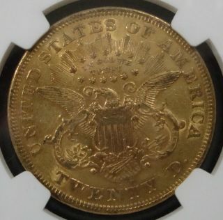 Better Date 1876 - S $20 Gold Liberty Head Double Eagle - Glowing NGC AU - 55 3