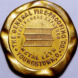 Pre 1933 Youngstown Ohio Good Luck Swastika Token The General Fire Proofing Co