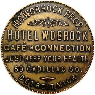 Pre 1933 Detroit Michigan Good Luck Swastika Token Hotel Wobrock