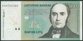 Lithuania 100 Litu (2000) Unc Banknote Litas S/n Ag Error