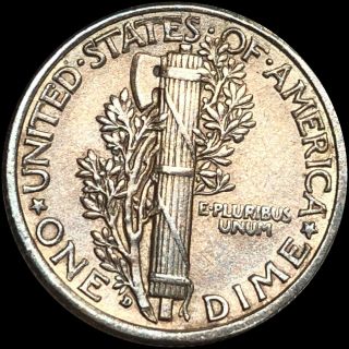 1916 - D Mercury Silver Dime HIGHLY UNC bu ms EYE CATCHER Collectible Denver NR 5