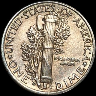 1916 - D Mercury Silver Dime HIGHLY UNC bu ms EYE CATCHER Collectible Denver NR 6