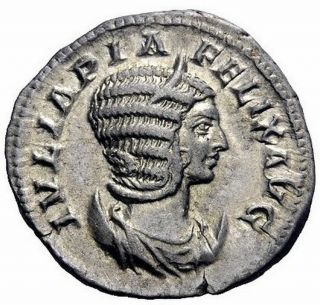 JULIA DOMNA 211 AD Luna Lucifera in Chariot.  Silver Roman Coin,  Certified NGC AU 5