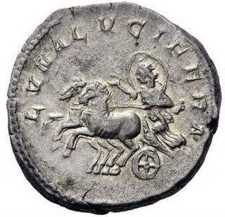 JULIA DOMNA 211 AD Luna Lucifera in Chariot.  Silver Roman Coin,  Certified NGC AU 6