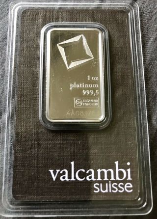 1 Oz Platinum Bar - Valcambi (in Assay) - Sku 76687