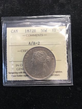 1872h (a/a - 2) Canada Fifty Cents Iccs Vf,  Key Date Variety