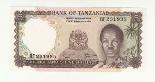 Tanzania 5 Shillings 1966 Unc P1 @