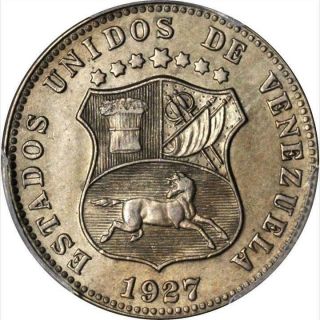 1927 Venezuela 12 1/2 Centimos,  Pcgs Ms 65,  1 Finer Example Known,  Km Y28
