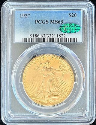 1927 $20 American Gold Eagle Saint Gaudens Ms63 Pcgs Coin In Slab Cac