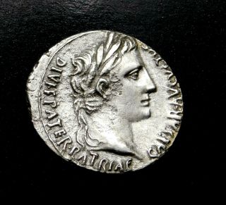 Augustus (octavian Caesar) Stunning Denarius.  Adopted Son Of Julius Caesar