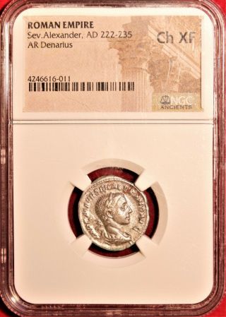 E - Coins Australia Severus Alexander Ar Denarius Ngc Xf Roman Imperial Coin