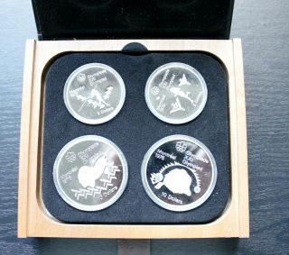 1976 Canadian Montreal Olympic Games,  4 Silver Coins Set,  Proof,  Case