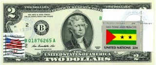 $2 Dollars 2013 Stamp Cancel Flag Of Un From Sao Tome And Principe Value $99.  95