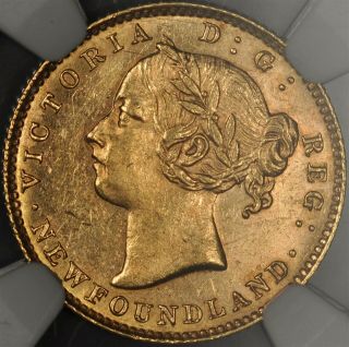 1888 Ngc Au58 Newfoundland Canada Gold $2 Flashy