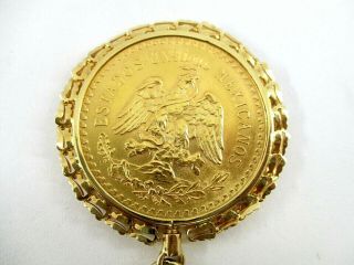 1947 Mexico 50 Peso Estados Unidos Mexicanos Gold Coin 14K Yellow Gold Pendant 3
