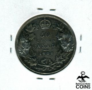1904 Canada 50 Cent Silver (. 925) Edward Vii Coin Km 12
