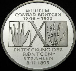 Germany 10 Mark 1995d Proof - Silver - William Conrad Röntgen - 1271 ¤