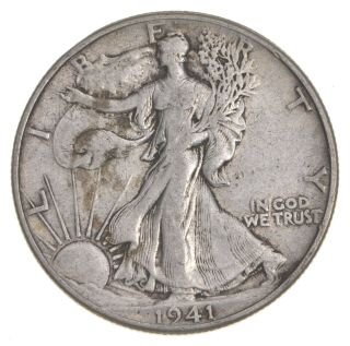Xf,  1941 Walking Liberty 90 Silver Us Half Dollar - Coin 442