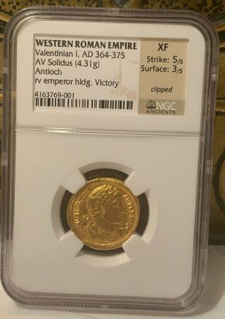 Valentinian I Av Solidus Gold Coin Ngc Xf Western Roman Empire Ad 364 - 375 4.  31gr