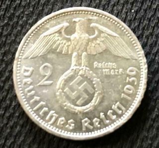 Nazi Germany - 1939 A Silver 2 Reichsmark Very