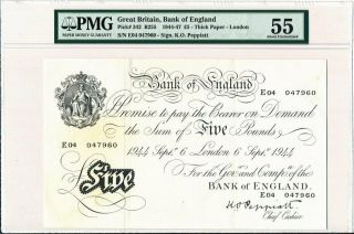 Bank Of England Great Britain 5 Pounds 1944 Pmg 55