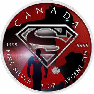 Canada 2016 5$ Superman Batman Ii 1 Oz Silver Bu Coin