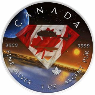 Canada 2016 5$ Superman Flag Of Canada 1 Oz Silver Bu Coin