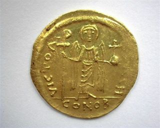 MAURICE TIBERIUS 582 - 602 AD.  GOLD SOLIDUS - BYZANTINE ERA - CHOICE UNCIRCULATED 3