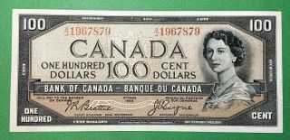 1954 Df $100 Bank Of Canada Devils Face Beattie Coyne Aj1967879 Boc