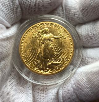 1908 $20 Gold Double Eagle St Gaudens Bu Gold No Motto