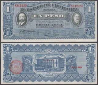Revolutionary Mexico - Estado Chihuahua,  1 Peso,  1914,  Unc,  P - S530 (b) /m920 (g)