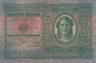 100 KRONEN VERY FINE BANKNOTE FROM AUSTRO - HUNGARY 1912 PICK - 12 2