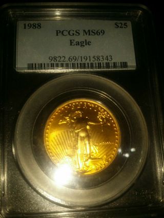 1988 $25 American Gold Eagle - Pcgs Ms 69