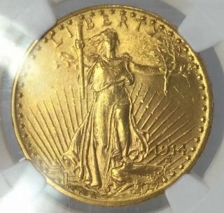 1914 D 20 Dollar Double Eagle Gold Coin Ngc Ms 61