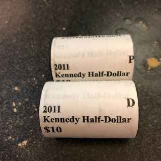 2011 - P & D U.  S.  Wrapped Kennedy Half Dollar Rolls
