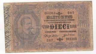 Italy 10 Lira Dated 1883 Very Scarce With King Portrait On Front & Back P19 Fine
