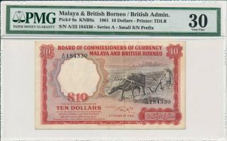 Board Of Comm.  Of Currency Malaya & British Borneo $10 1961 Pmg 30