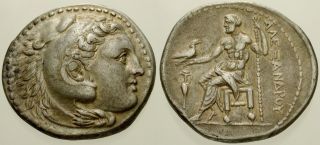 035.  Greek Silver Coin.  Alexander Iii.  Ar Tetradrachm.  Herakles / Zeus.  Vf