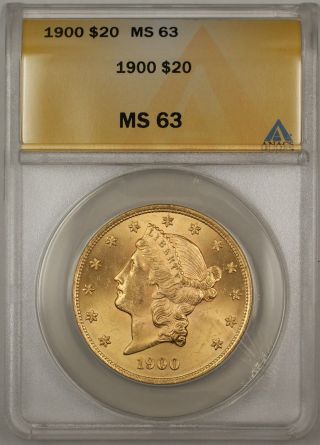1900 $20 Dollar Liberty Gold Double Eagle Anacs Ms - 63 (better Coin) (b) Bp