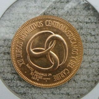 1974 Dominican Republic Xii Caribbean Games 30 Peso Gold Coin Bu (agw.  3385)